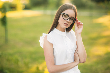 Business woman in the park.の写真素材