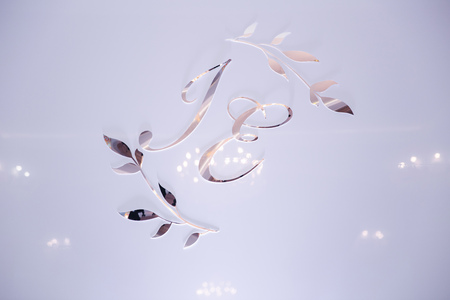 Initial of names of couple. wedding time in restaurantの写真素材