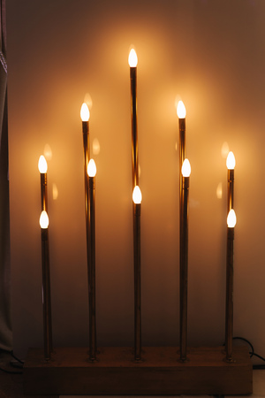 Elements of light. Electronic candle light bulb.の写真素材