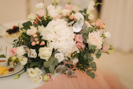 Wedding tables in restaurant. deciration inside. summerの写真素材