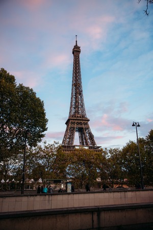 Eiffel tower in the twilight. Autumn sunsetの写真素材