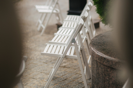 Details of wedding decoration. Wedding ceremony outsideの写真素材