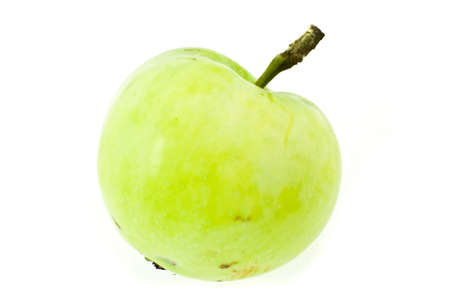 Green apple on a white backgroundの写真素材