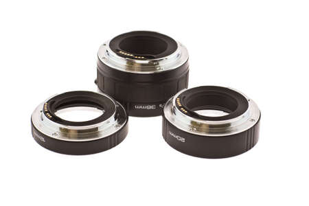 Lengthening rings for the camera on a white backgroundの写真素材