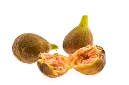 Ripe fruits of a fig on a white backgroundの写真素材