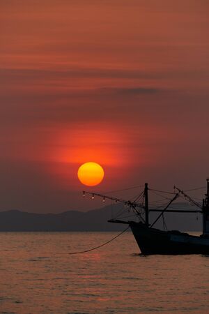 sunset view at Khlong Muang Beach in Krabi province of Thailand.の写真素材