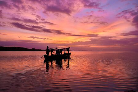 A morning cruise with local gondola of Thung Yee Peng, Ko Lanta, Krabi, Thailand.の写真素材