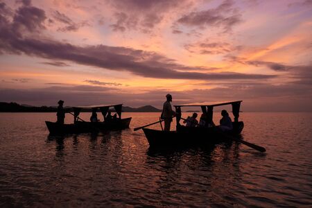 A morning cruise with local gondola of Thung Yee Peng, Ko Lanta, Krabi, Thailand.の写真素材