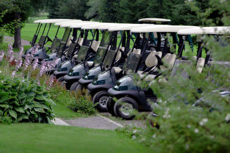 Parked Golf Carts at the Club Houseの写真素材
