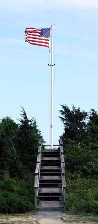 American Flag on the Beachの写真素材