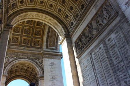 Detail of the bottom part of Arc de Triomphe in Paris, Franceの写真素材