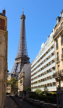 View of Eiffel Tower from the Streets of Parisの写真素材