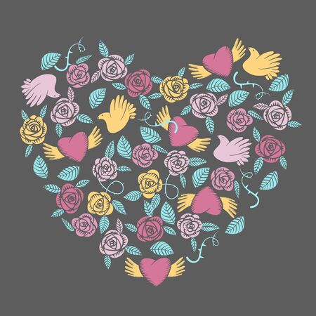 Valentine decorative elements in heart shapeのイラスト素材