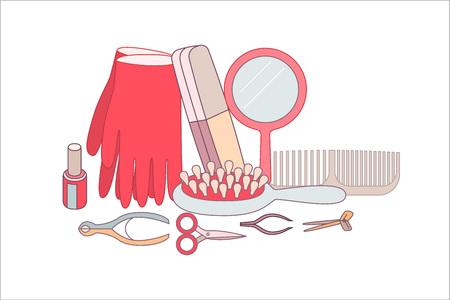The set of hygiene grouped elements on white background, flat cartoon vector illustrationのイラスト素材