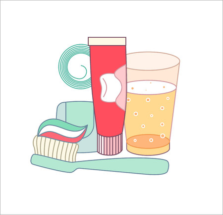 The set of hygiene grouped elements on white background, flat cartoon vector illustrationのイラスト素材