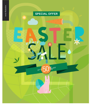 Easter sale poster - a shop announcement, discount advertisementのイラスト素材