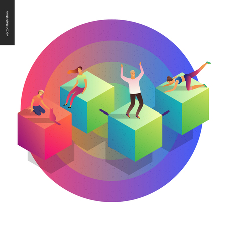 Network concept vector illustration - scheme showing users connection and interactionのイラスト素材