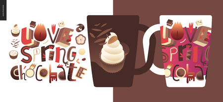 Love spring chocolate slogan vector illustrationのイラスト素材