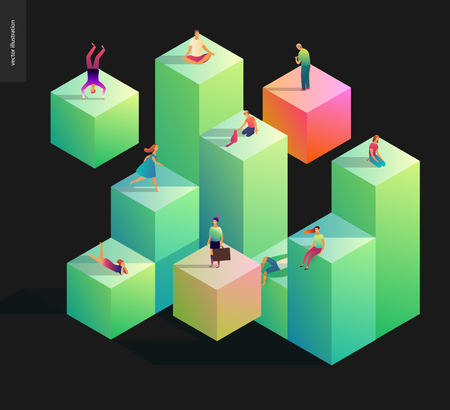 Network concept vector illustration. Scheme showing users connection and interaction block chainのイラスト素材