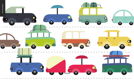 Traffic jam scene - city road full of cars standing in traffic congestionのイラスト素材