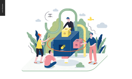 Technology 1 -Brand modern flat vector concept digital illustration branding metphor, company brand promotion. Business workflow and team management Creative landing web page design templateのイラスト素材