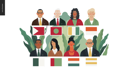 Technology 2 - Political meeting - flat vector concept digital illustration political meeting metaphor. Creative landing web page design templateのイラスト素材