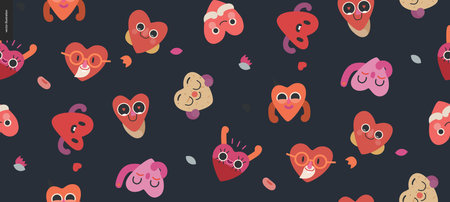 Happy hearts seamless pattern - Valentines day graphics. Modern flat vector concept illustration - a...