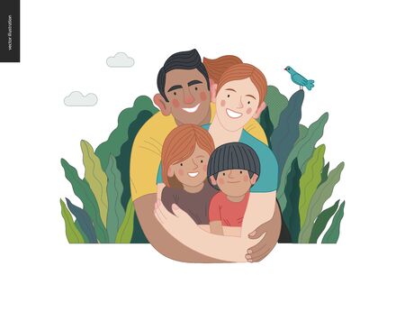Happy international family with kids - family health and wellnessのイラスト素材