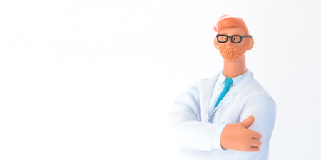 3D cartoon character. Medical insurance template -modern 3D concept digital illustration, doctor...