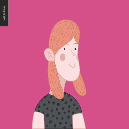 Bright characters portraits - hand drawn flat style vector design concept illustration of a smiling...