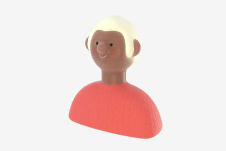 3D Bright people portrait - 3D render design concept illustration of a plastuc doll of a young man, face and shoulders avatar. User picture volumetric iconの写真素材