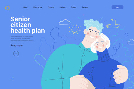 Medical insurance web page template -senior citizen health plan -modern flat vector concept digital...