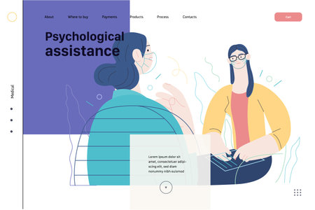 Medical tests template - psychological support. Flat vectorのイラスト素材