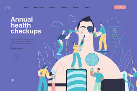 Annual health checkups medical insurance illustration. Modern flat vectorのイラスト素材