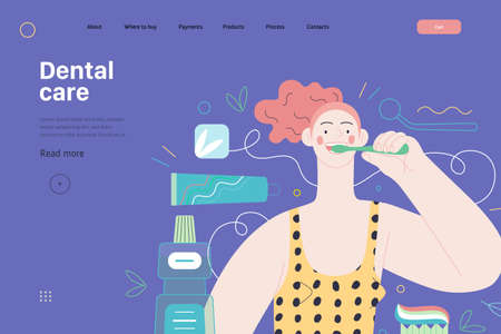 Medical insurance template - dental care. Modern flat vectorのイラスト素材