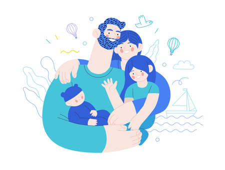 Family health and wellness, medical insurance illustration.のイラスト素材