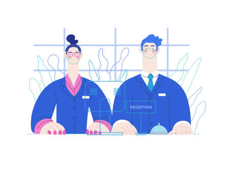 Hospital reception - medical insurance illustration. Modern flat vectorのイラスト素材