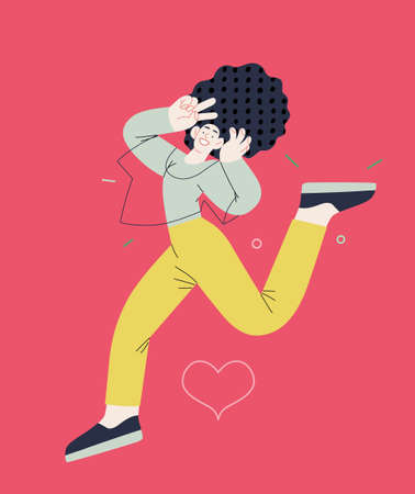 Happiness - happy people jumping in the air cheerfullyのイラスト素材