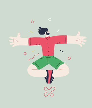 Happiness - happy people jumping in the air cheerfullyのイラスト素材