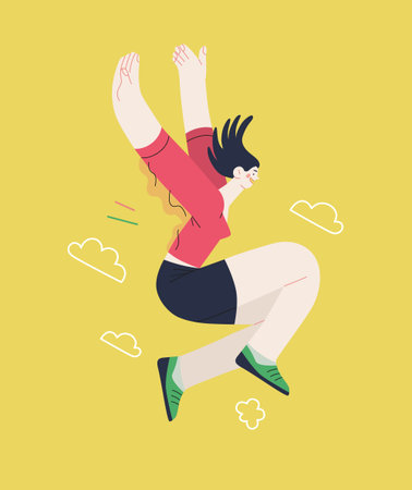 Happiness - happy people jumping in the air cheerfullyのイラスト素材