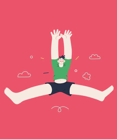 Happiness - happy people jumping in the air cheerfullyのイラスト素材