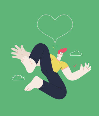 Happiness - happy people jumping in the air cheerfullyのイラスト素材