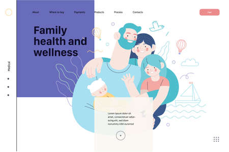Family health and wellness - medical insurance web templateのイラスト素材