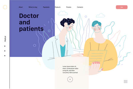 Doctor and patients - medical insurance web templateのイラスト素材