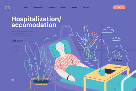 Hospitalization and accomodation - medical insurance web templateのイラスト素材