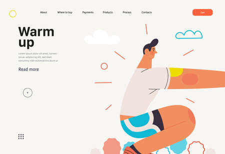 Runners - a man running and exercising outside, website templateのイラスト素材
