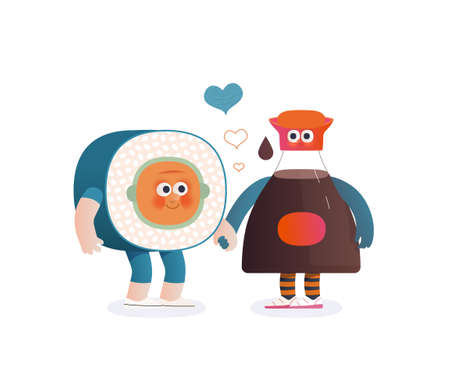 Perfect couple - flat vector illustration of perfect matchのイラスト素材