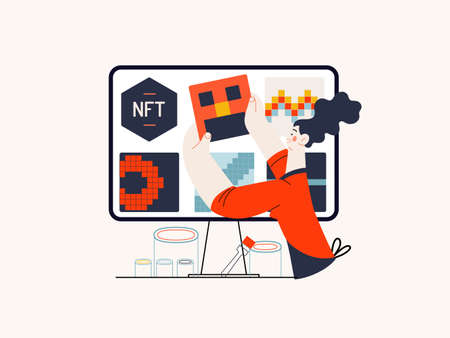Technology Memphis illustration. Creative landing web page illustrationのイラスト素材