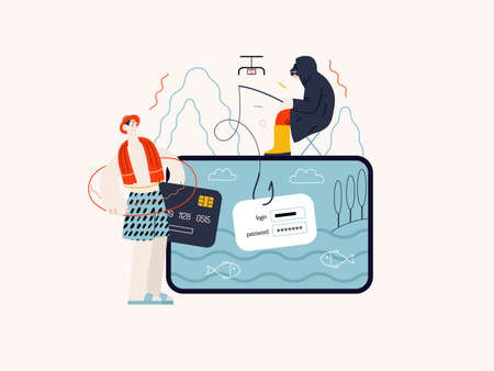Technology Memphis illustration. Creative landing web page illustrationのイラスト素材