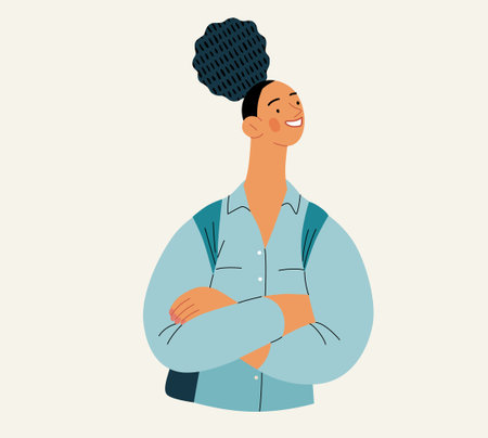 People portrait - Student -Modern flat vector concept illustration of a young female student,...